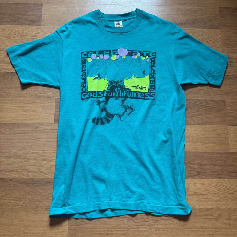 Vintage 90's Celebrate God's Faithfulness Camp Cherith Religion Shirt Sz Large